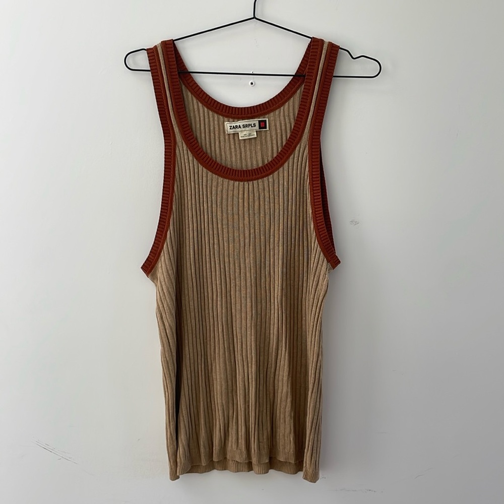 Zara Srpls Knit Copper and Khaki Tank